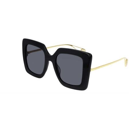 gucci gg0435s|Gucci Square/Rectangle Sunglasses Black Gold Grey Luxury .